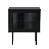 Oikiture 2X Bedside Tables Storage Cabinet Glass Door Black