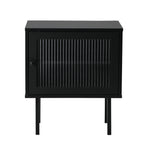 Oikiture 2X Bedside Tables Storage Cabinet Glass Door Black