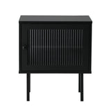 Oikiture 2X Bedside Tables Storage Cabinet Glass Door Black - Close-Up Angle
