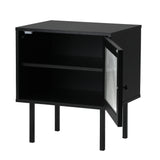 Oikiture 2X Bedside Tables Storage Cabinet Glass Door Black