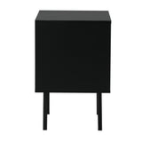 Oikiture 2X Bedside Tables Storage Cabinet Glass Door Black - Rear View