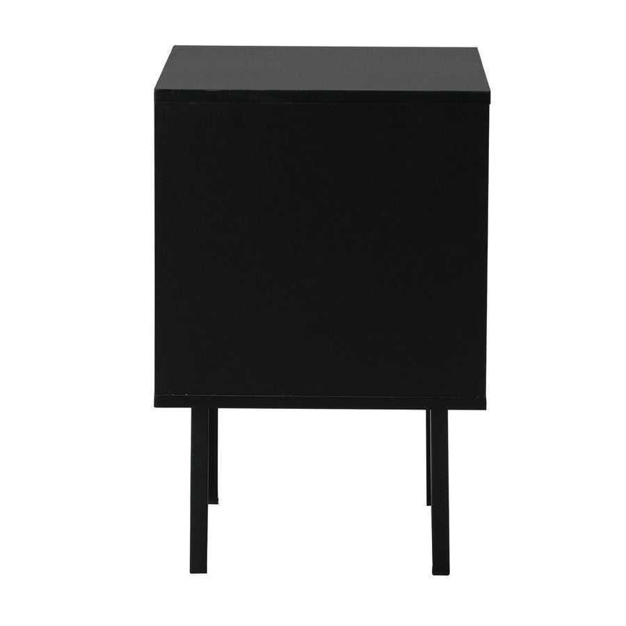 Oikiture 2X Bedside Tables Storage Cabinet Glass Door Black