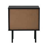Oikiture 2X Bedside Tables Storage Cabinet Glass Door Black