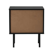 Oikiture 2X Bedside Tables Storage Cabinet Glass Door Black - Low Angle