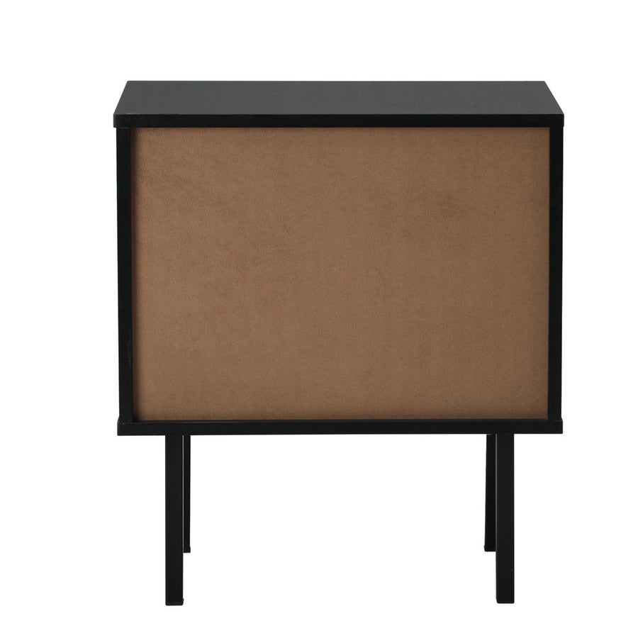 Oikiture 2X Bedside Tables Storage Cabinet Glass Door Black