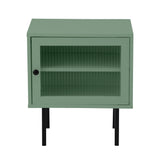 Oikiture Bedside Tables Storage Cabinet Wood Green - Extra Image