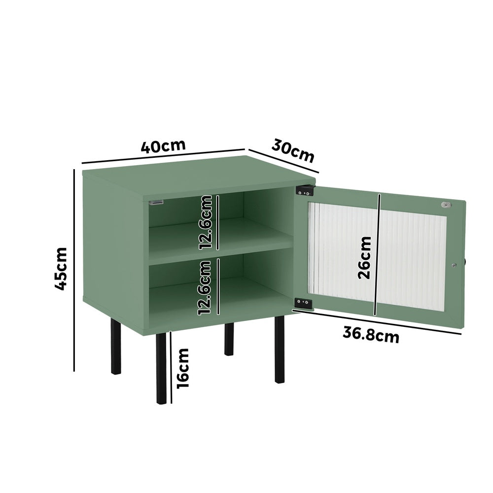 Oikiture Bedside Tables Storage Cabinet Wood Green