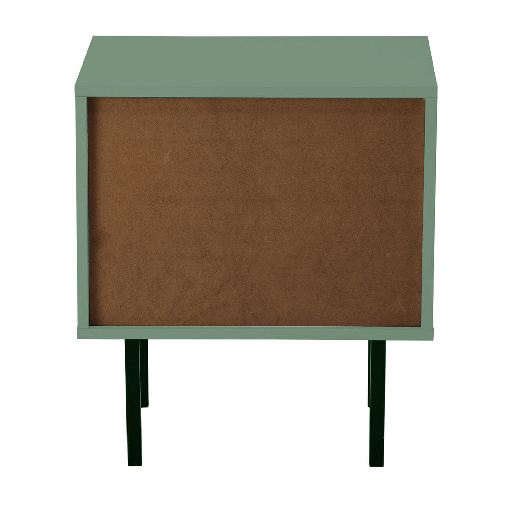 Oikiture 2X Bedside Tables Storage Cabinet Glass Door Green