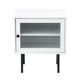 Oikiture Bedside Tables Storage Cabinet Wood White - Top-Down View