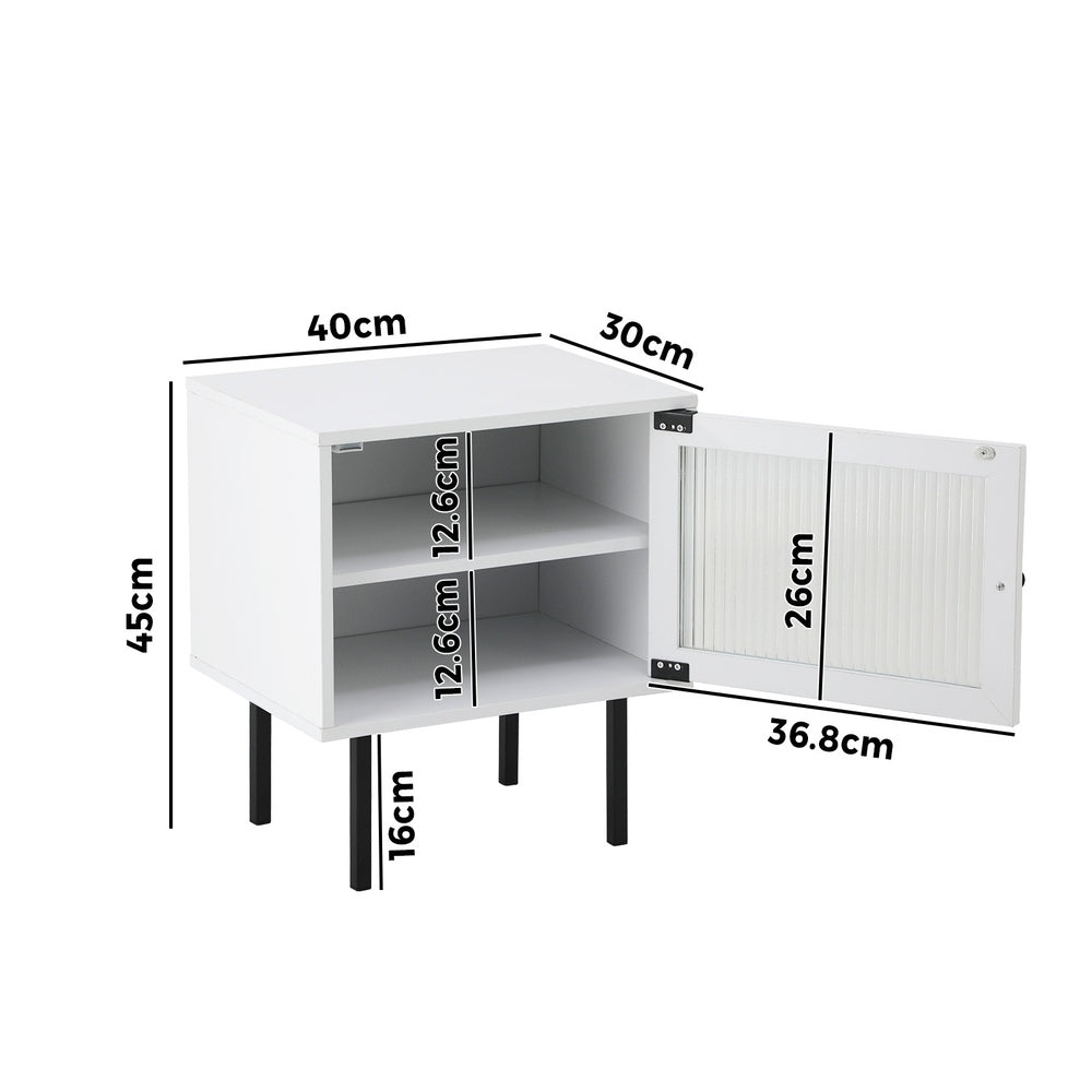 Oikiture Bedside Tables Storage Cabinet Wood White