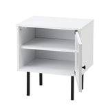 Oikiture Bedside Tables Storage Cabinet Wood White - Low Angle