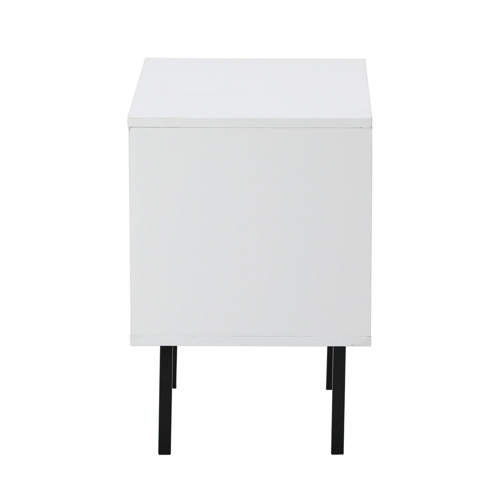 Oikiture Bedside Tables Storage Cabinet Wood White