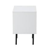 Oikiture Bedside Tables Storage Cabinet Wood White - Side View