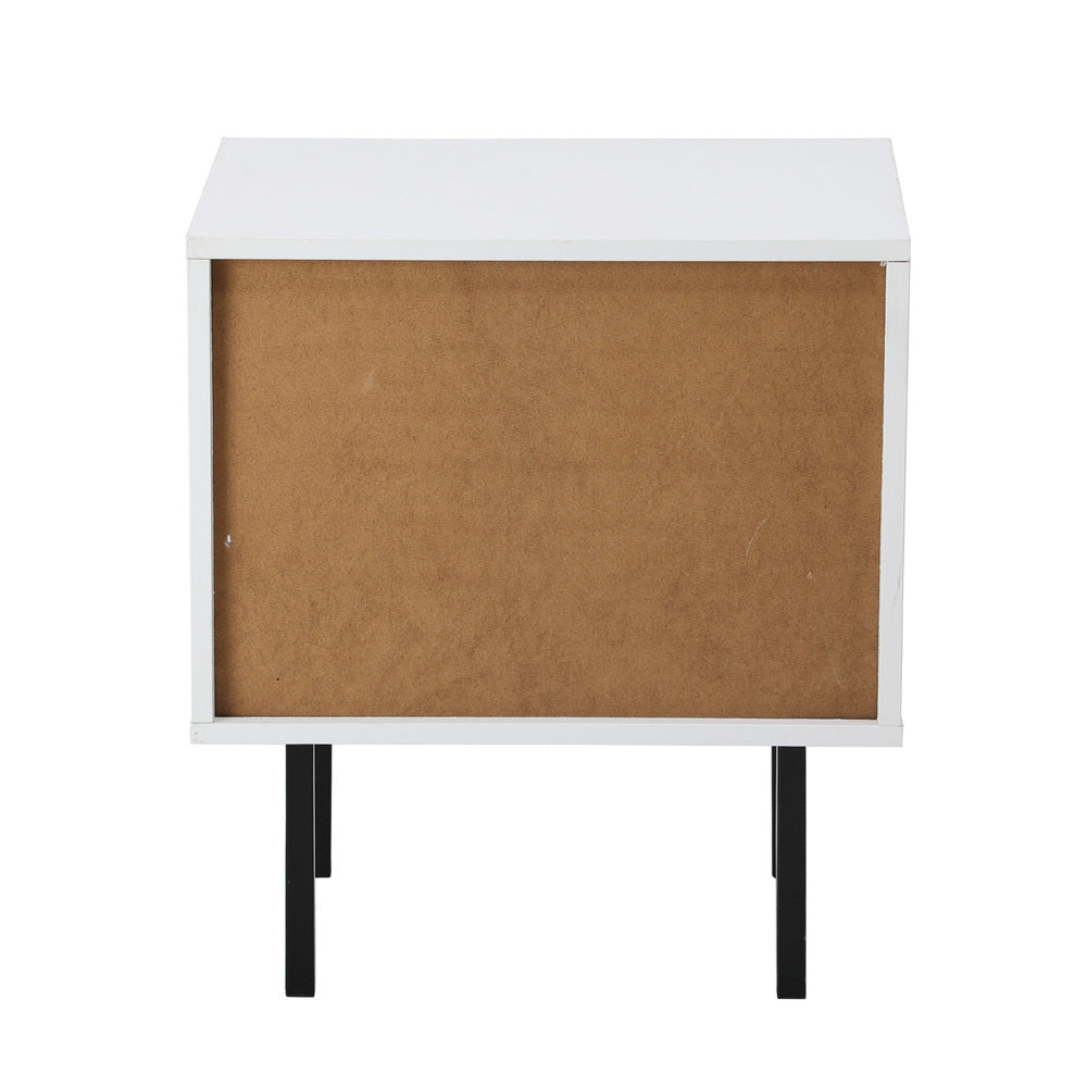 Oikiture Bedside Tables Storage Cabinet Wood White
