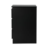 Oikiture Bedside Table 3 Drawers Storage Cabinet Black - 45-Degree Angle