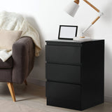 Oikiture Bedside Table 3 Drawers Storage Cabinet Black - Top-Down View