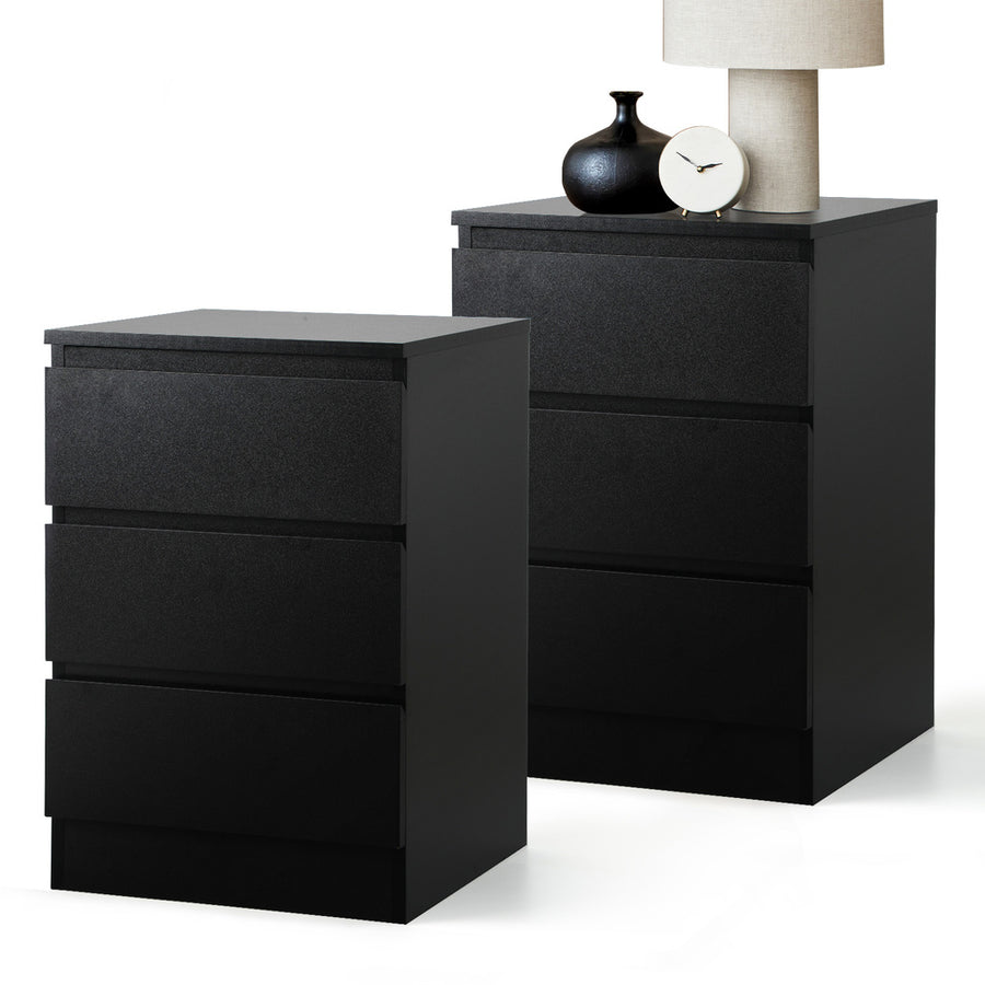 Oikiture Bedside Tables Set of 2 Side Table Nightstand Black