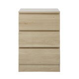 Oikiture Bedside Table 3 Drawers Storage Cabinet Natural - 45-Degree Angle