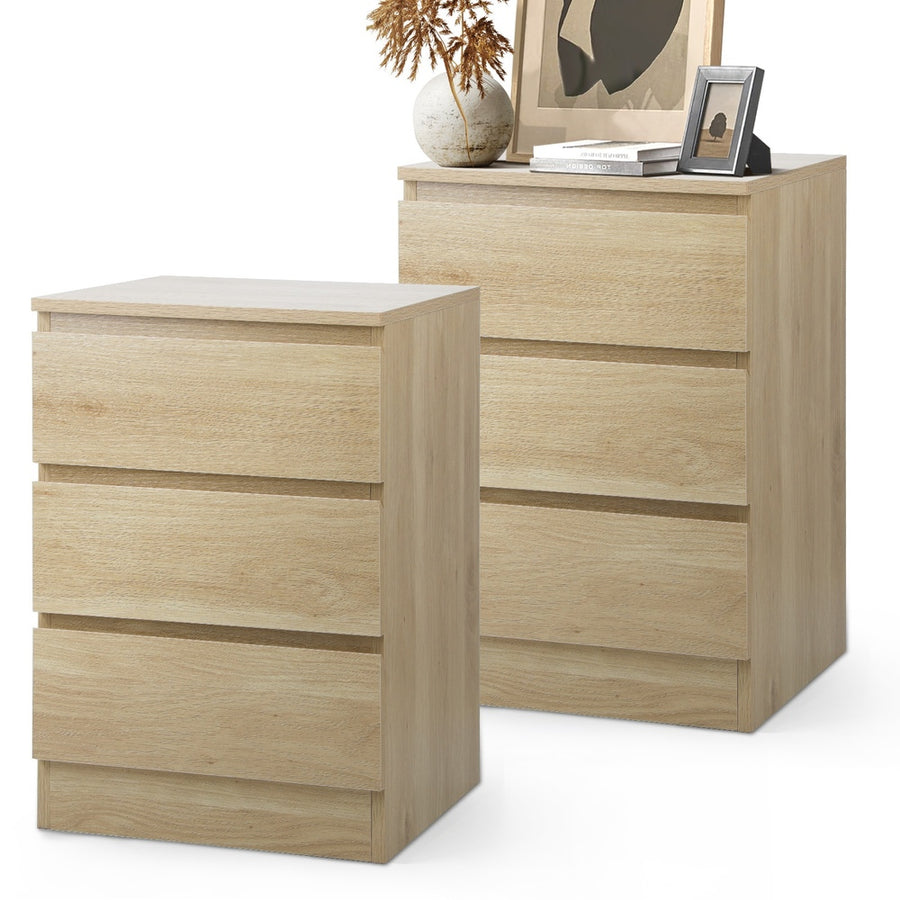 Oikiture Bedside Tables Set of 2 Nightstand Natural