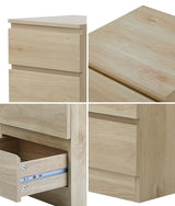Oikiture Bedside Tables Set of 2 Nightstand Natural - Side View