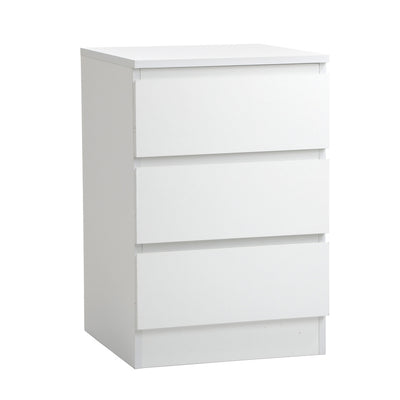 Oikiture Bedside Table 3 Drawers Storage Cabinet White