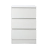 Oikiture Bedside Table 3 Drawers Storage Cabinet White - 45-Degree Angle