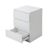 Oikiture Bedside Table 3 Drawers Storage Cabinet White - Rear View