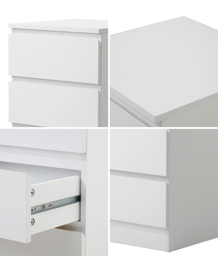 Oikiture Bedside Table 3 Drawers Storage Cabinet White