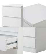 Oikiture Bedside Table 3 Drawers Storage Cabinet White - Low Angle