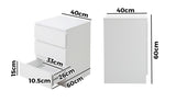 Oikiture Bedside Table 3 Drawers Storage Cabinet White - Front View