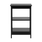 Oikiture Side Table 3-tier Shelf X-Structured Sides Black