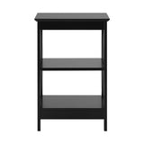 Oikiture Side Table 3-tier Shelf X-Structured Sides Black - Side View