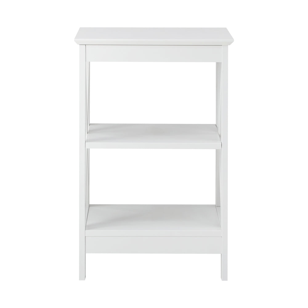 Oikiture Side Table 3-tier Shelf X-Structured Sides White