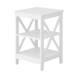 Oikiture Side Table 3-tier Shelf X-Structured Sides White