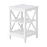 Oikiture Side Table 3-tier Shelf X-Structured Sides White - Low Angle