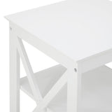 Oikiture Side Table 3-tier Shelf X-Structured Sides White