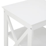 Oikiture Side Table 3-tier Shelf X-Structured Sides White - Extra Image