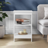 Oikiture Side Table 3-tier Shelf X-Structured Sides White - Side View