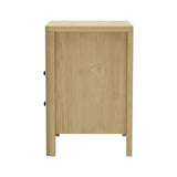 Oikiture Bedside Table 2 Drawers Side End Tables Open Shelf Natural - Rear View