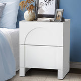 Oikiture Bedside Table 2 Drawers Side Table White