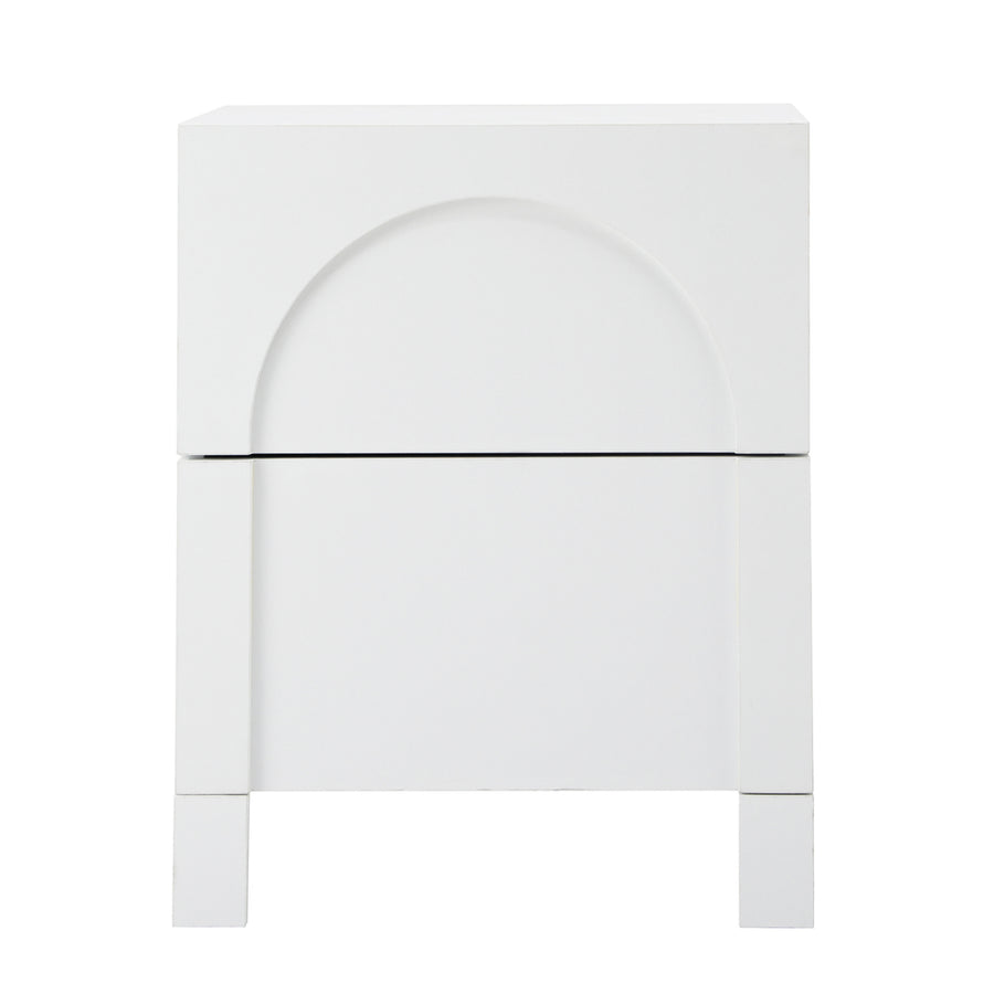 Oikiture Bedside Table 2 Drawers Side Table White