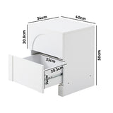 Oikiture Bedside Table 2 Drawers Side Table White