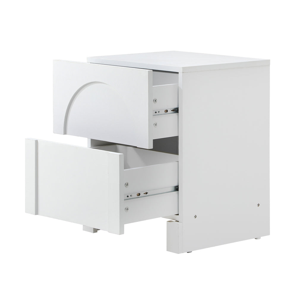 Oikiture Bedside Table 2 Drawers Side Table White