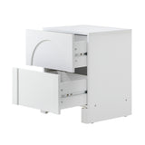 Oikiture Bedside Table 2 Drawers Side Table White