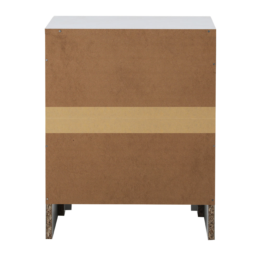 Oikiture Bedside Table 2 Drawers Side Table White