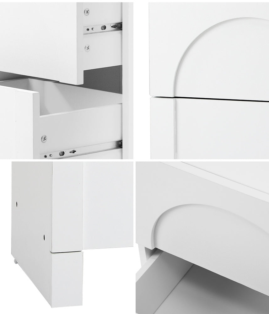 Oikiture Bedside Table 2 Drawers Side Table White