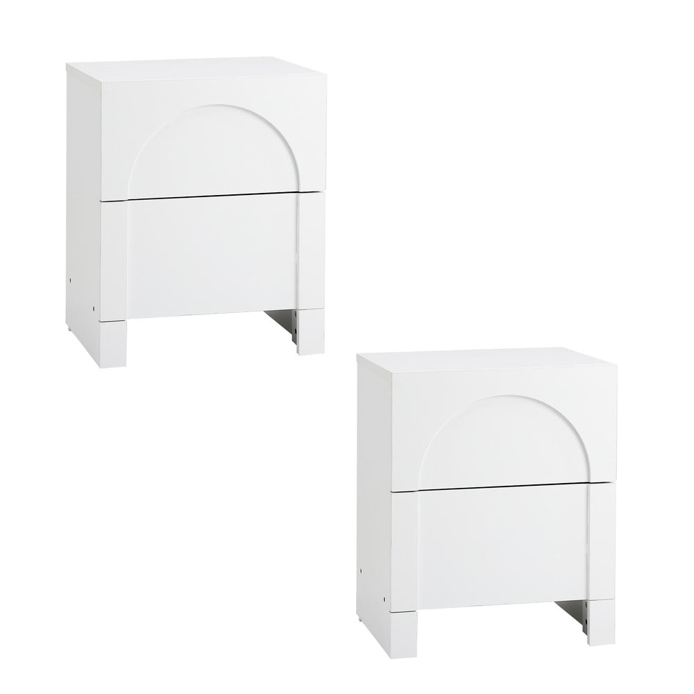 Oikiture 2X Bedside Table 2 Drawers Side Table White