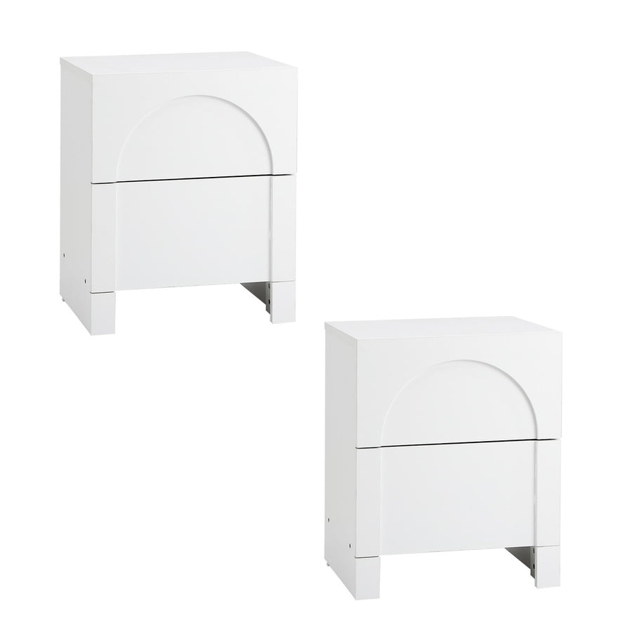Oikiture 2X Bedside Table 2 Drawers Side Table White