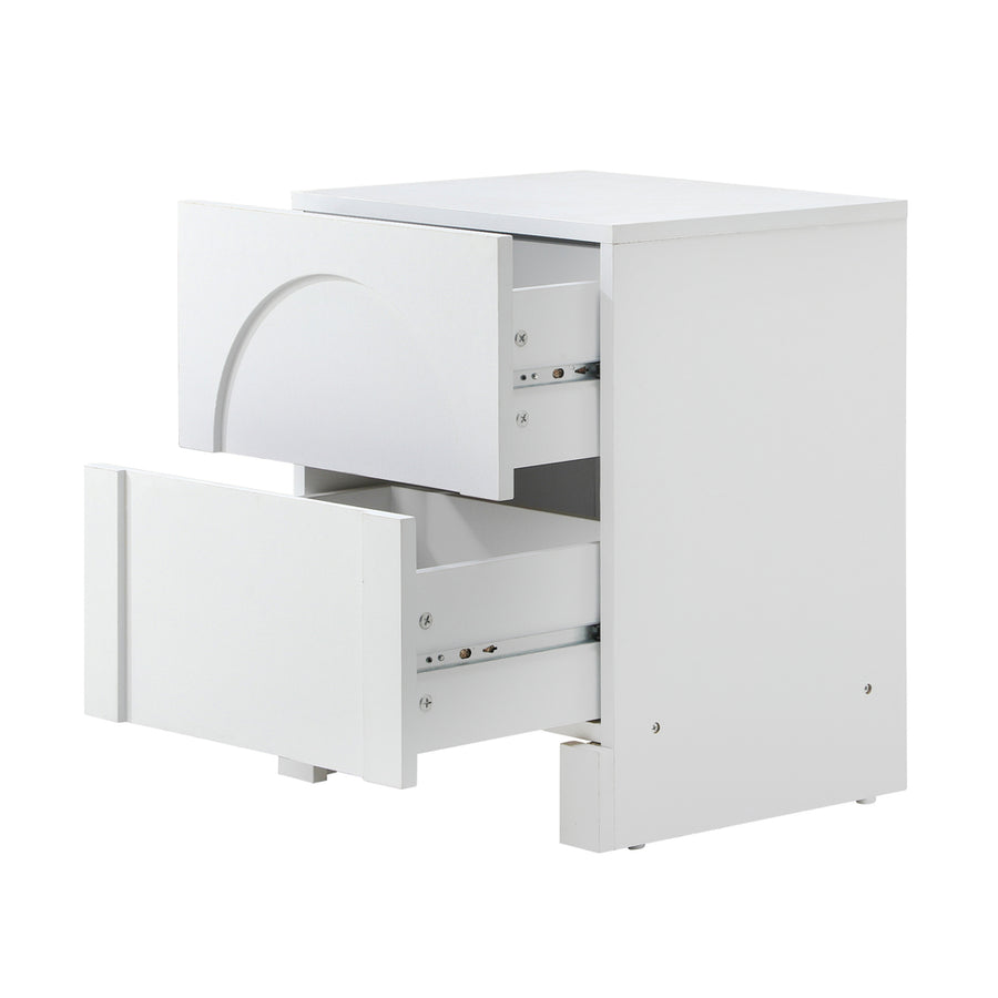 Oikiture 2X Bedside Table 2 Drawers Side Table White