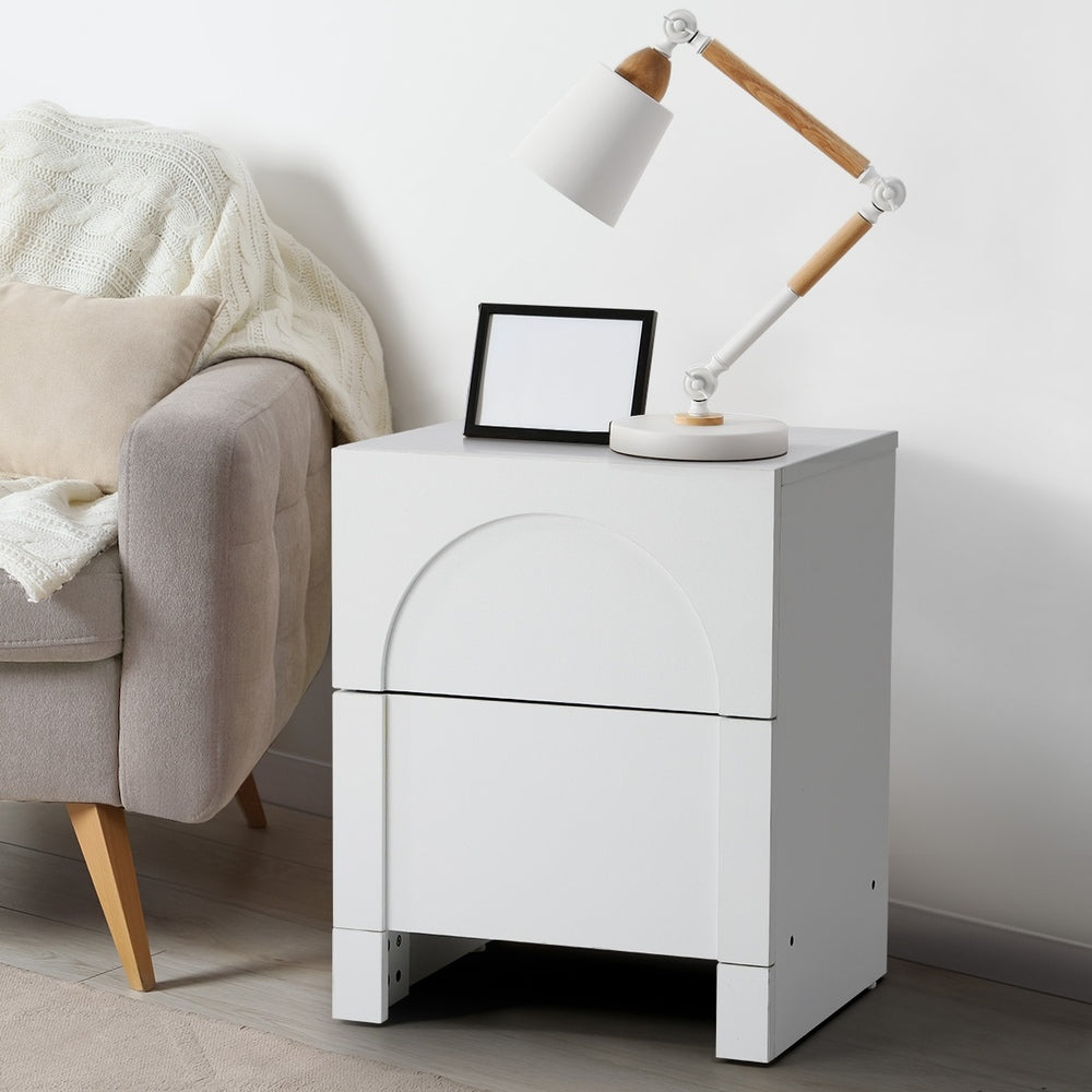 Oikiture 2X Bedside Table 2 Drawers Side Table White